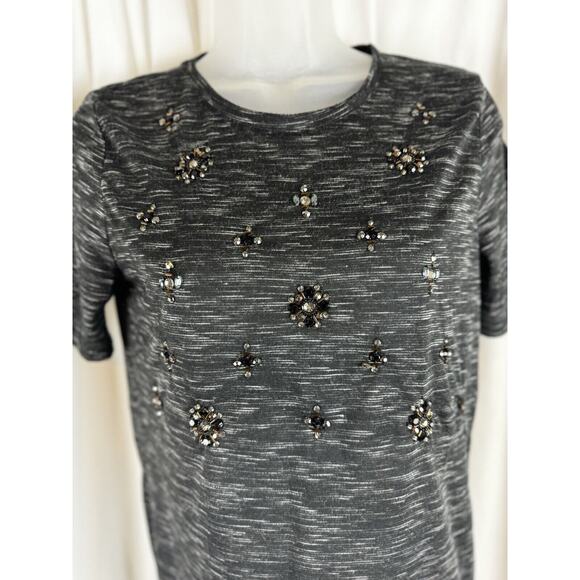 Ann Taylor LOFT Jewel Embellished T-Shirt, Short Sleeves, Heather, Sz: XS, 56-12 - Picture 3 of 16